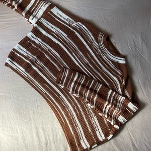 brown & white striped cropped sweater